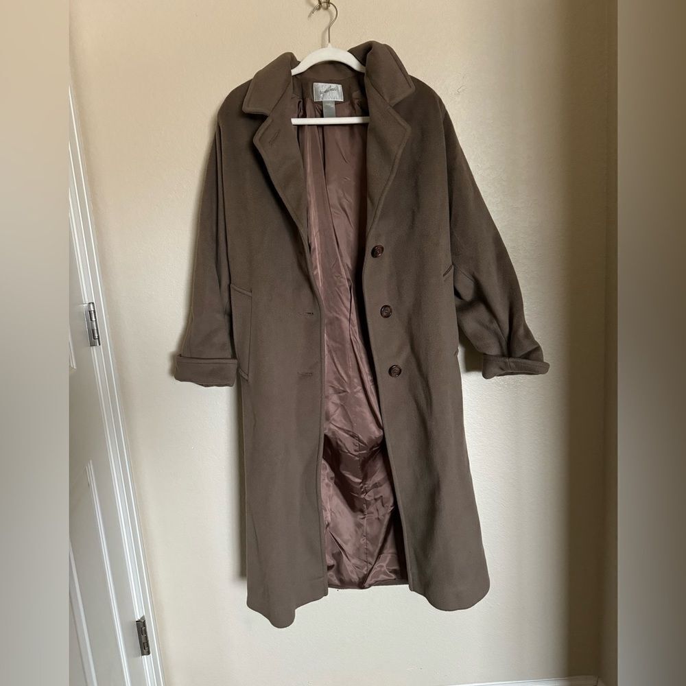 Vintage Classic Oversized Longline Wool Coat Sz 10 In Mocha Tan Color — image 5 of 7